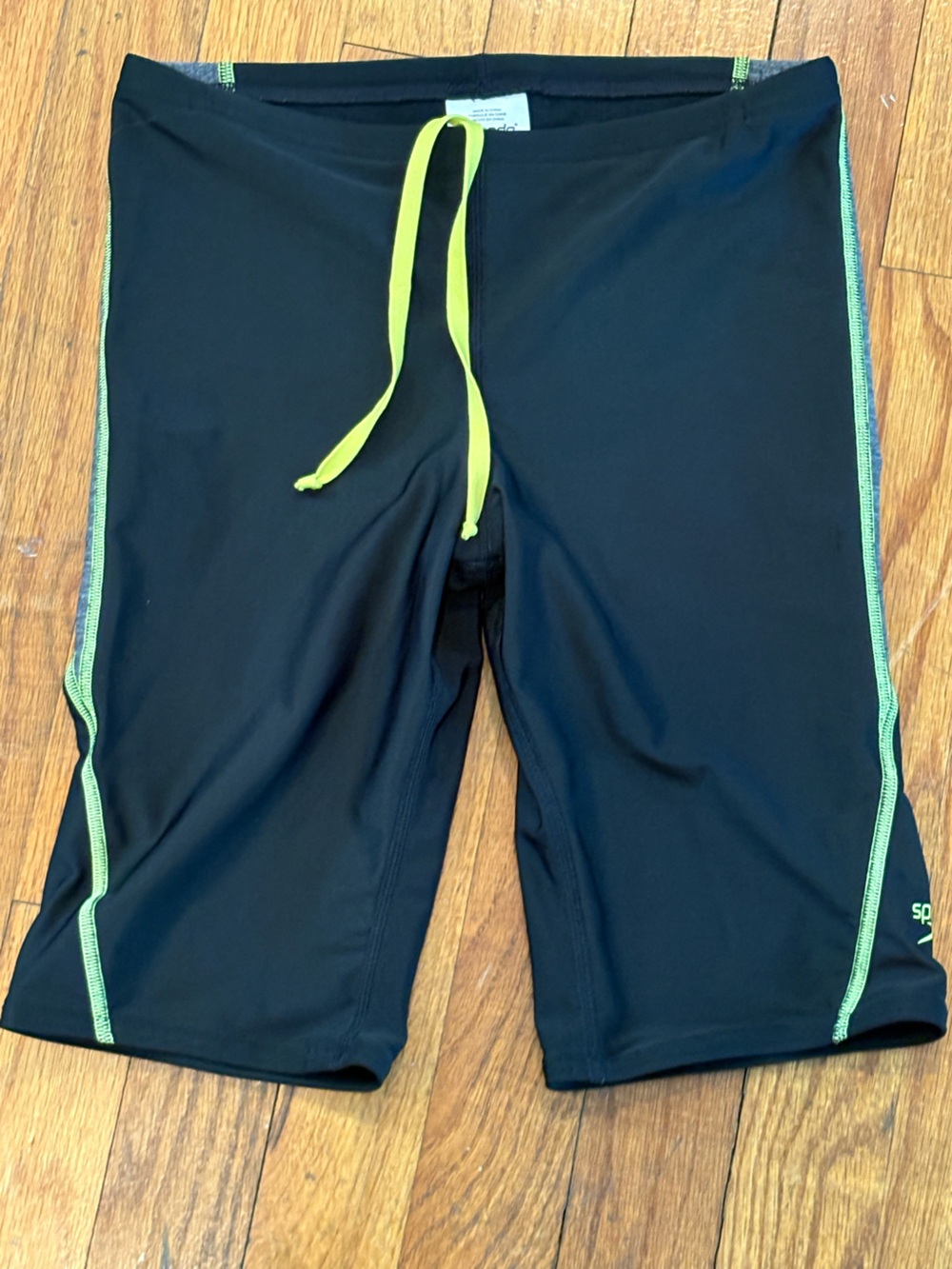 Speedo Pro LT Men's Jammer Swimwear Size 30 Black Green 85% Polyester